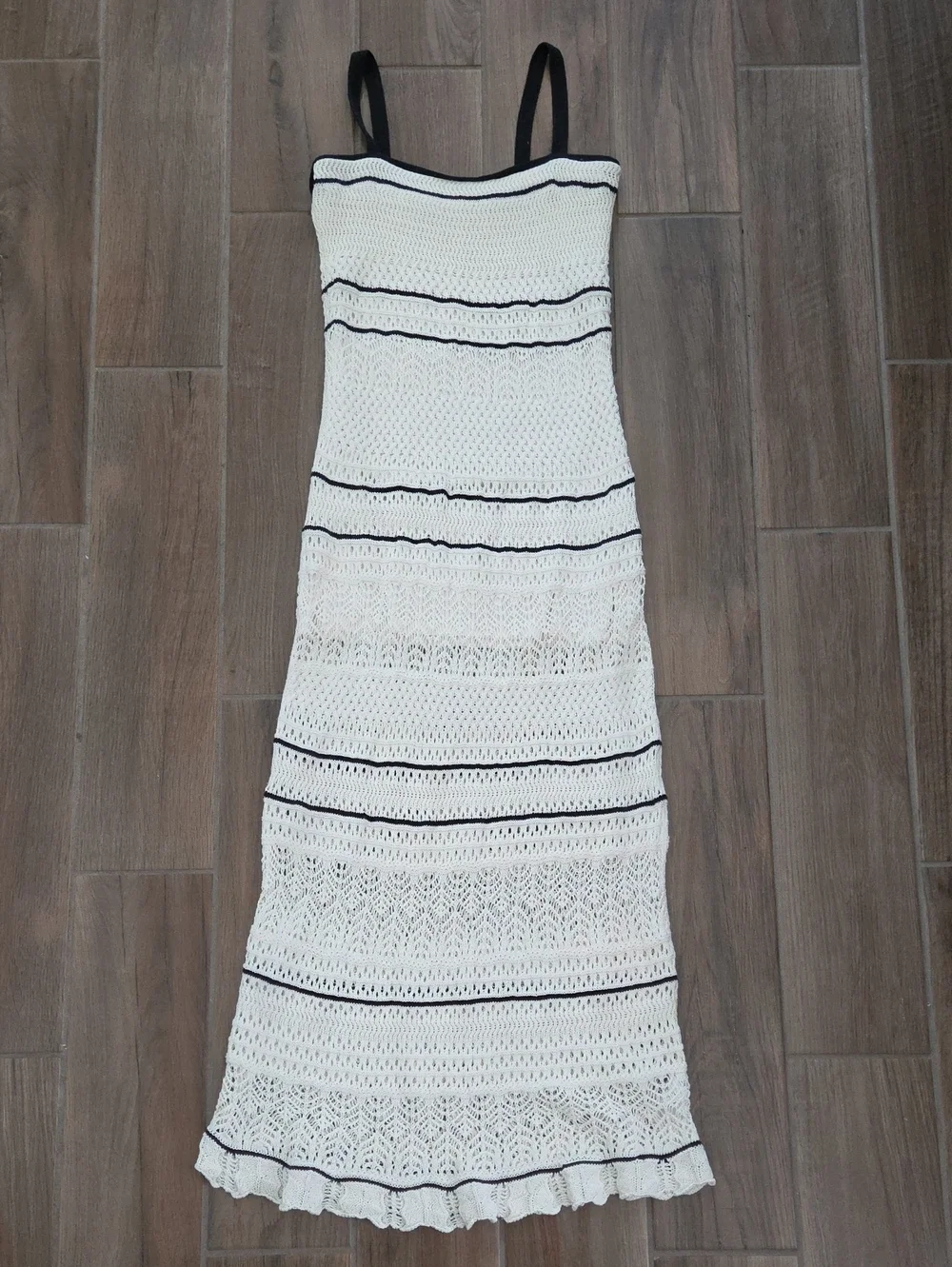 Abercrombie & Fitch Crochet Maxi Dress Black White Size M